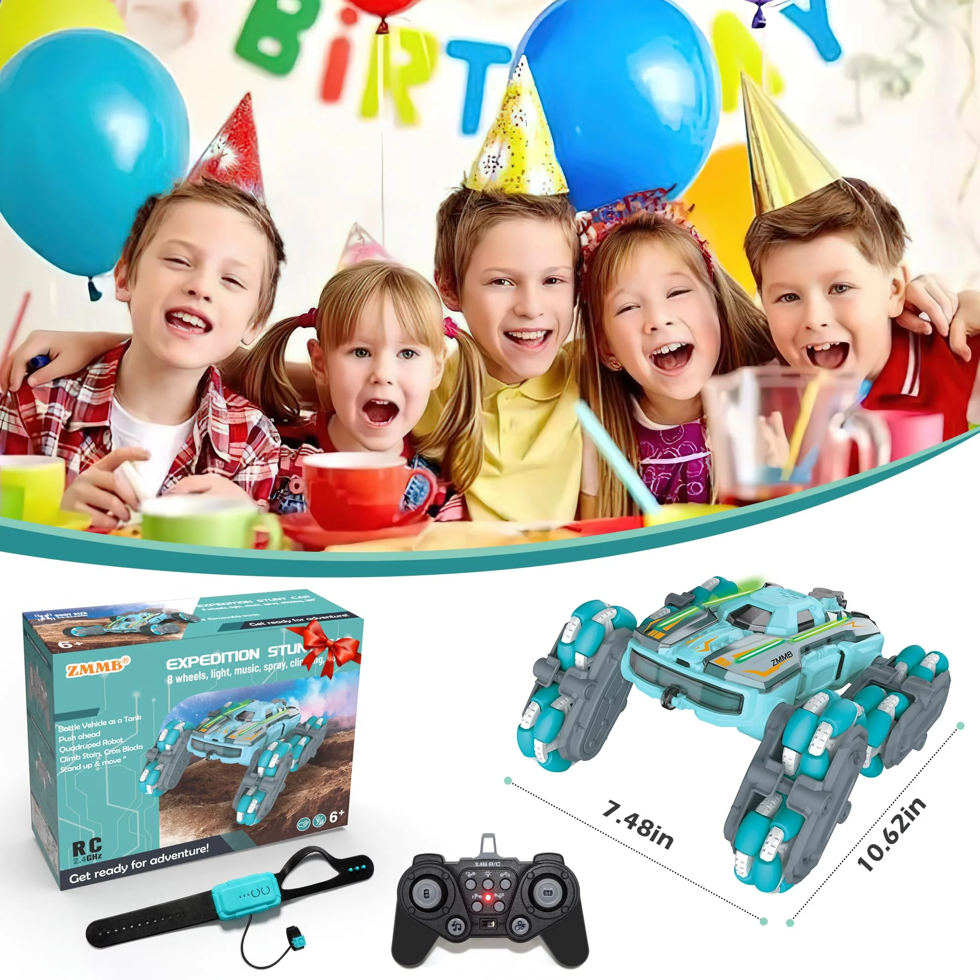 ZMMB 8 Wheel RC Stunt Car with Gesture Control, Spray & LED Lights, Double-Sided Off-Road Vehicle for Boys & Girls Ages 6-14, Ideal Christmas & Birthday Gift - Image 7